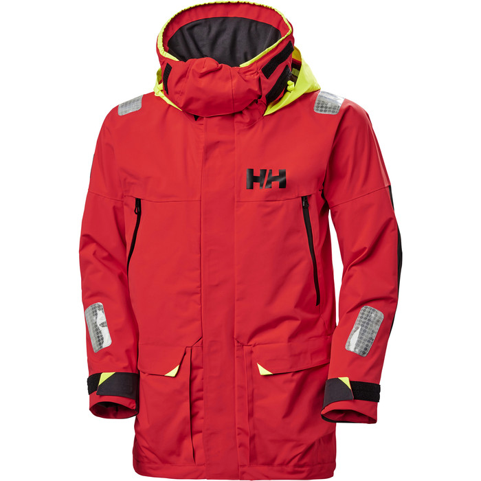 2024 Helly Hansen Mens Skagen Offshore Jacket & Bib Trousers Combi Set - Alert Red